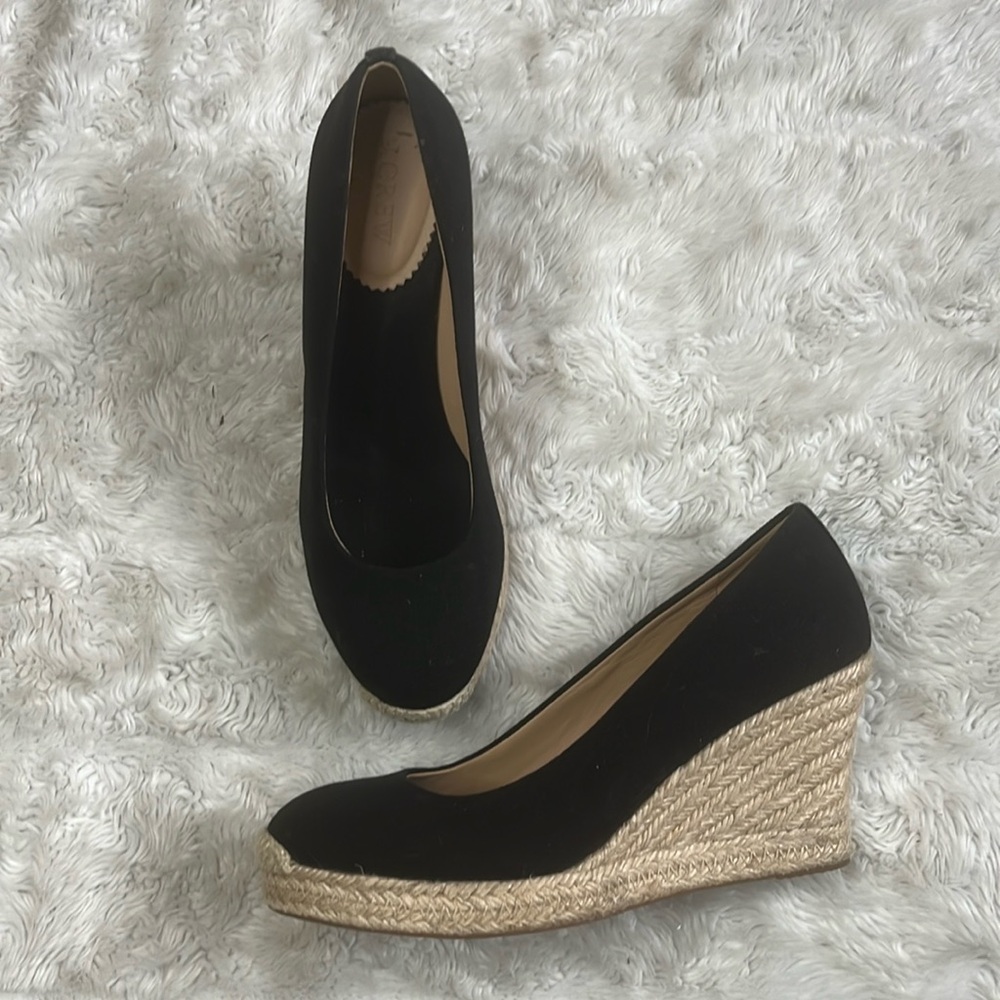 J. Crew black wedge heels size woman’s 8